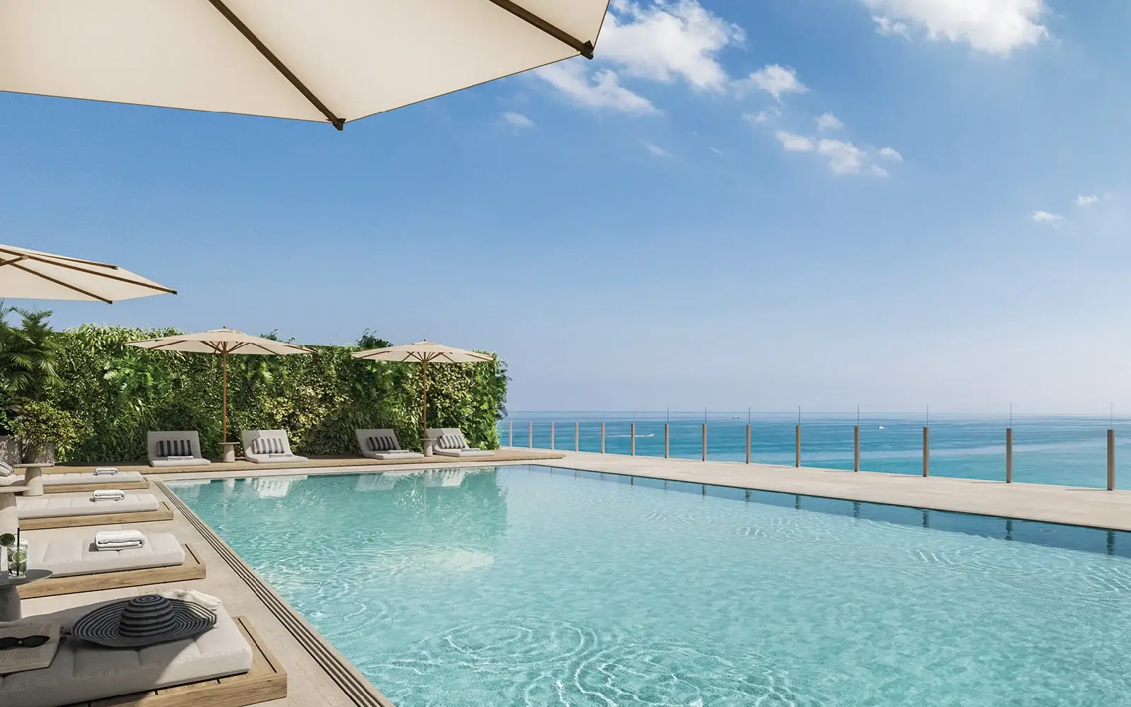 Ocean House Surfside rooftop pool rendering overlooking the ocean